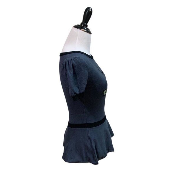 ModCloth X Collectif Women's Knit Sweater Size 2 Peplum Halloween Cat Embroidery - Picture 4 of 6